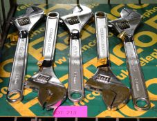 5x Adjustable Wrenches 450 / 460mm