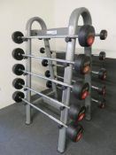 SET OF 10 X JORDAN BARBELLS WITH STAND