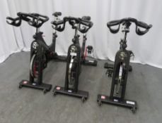 3x Matrix Model: IC3 Series Spin Bike, Complete With Digital Console.