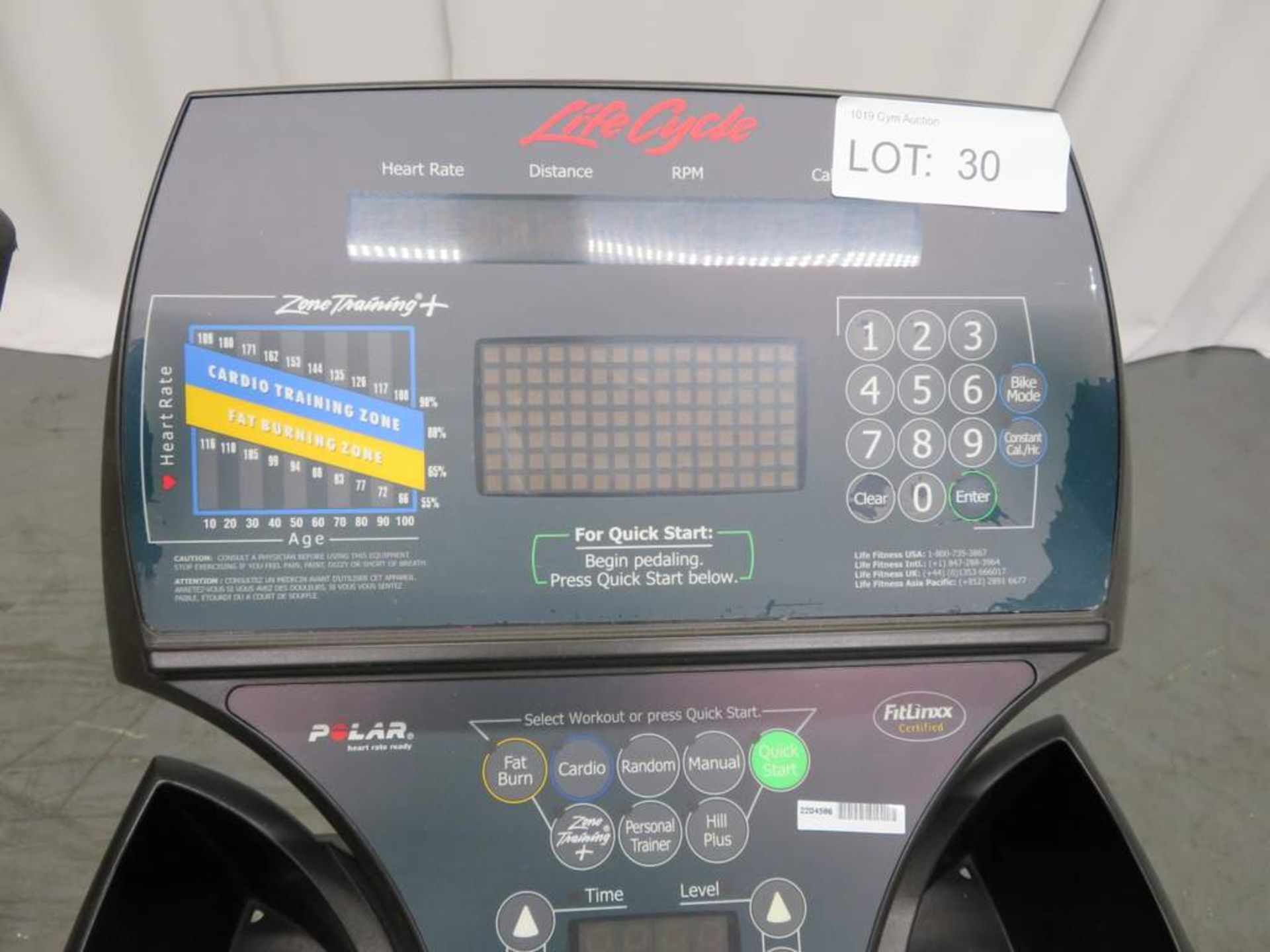 Life Fitness, Model: 9500HR, Upright Exercise Bike. - Image 6 of 6