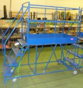 Mobile Safety 4 Step & Platform - Blue Large - L2150 x W760 x H2020mm