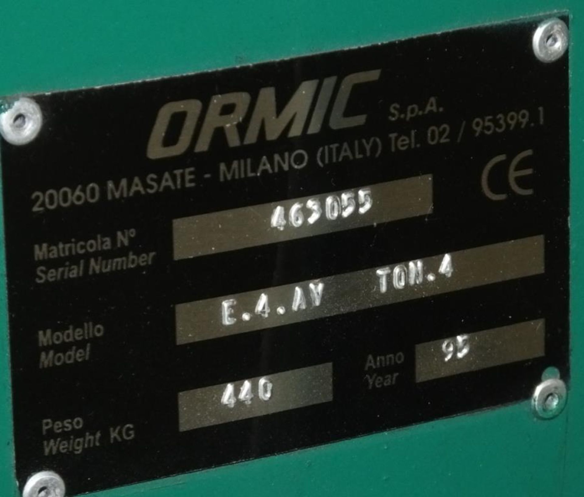 Ormic Waste Hydraulic Baler Model E.4 AV YOM.4 - 440V - serial 463055 - £5+ Vat Loading Ch - Image 5 of 5