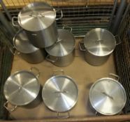 7x Large Stainless Cooking Pots