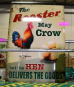 The Rooster May Crow Tin Sign 700 x 500mm.