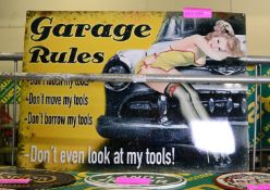 Garage Rules Tin SIgn - 700 x 500mm.