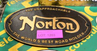 Black & Gold Norton Cast Sign.