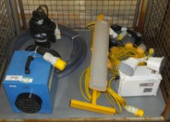 Andrews Sykes DE25 Portable Electric Heater, Draper SWP235 ADW Submersible Water Pump, LED
