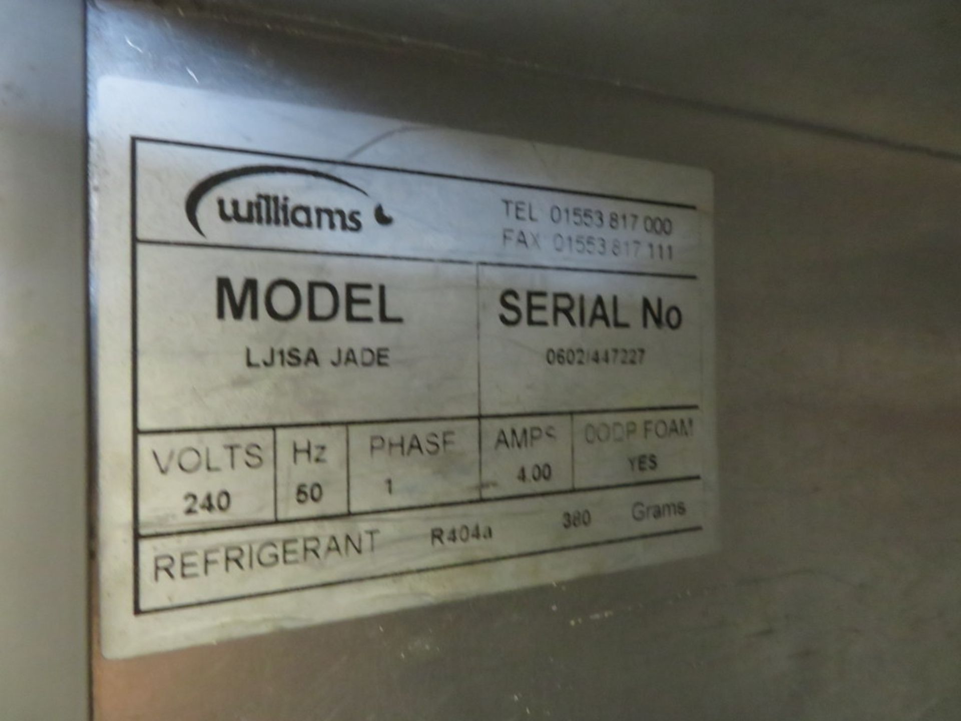 WILLIAMS MODEL LJ1SA STAINLESS STEEL SINGLE DOOR FREEZER - Image 3 of 3