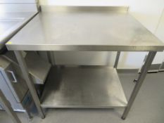 STAINLESS STEEL PREP TABLE WITH SPLASHBACK AND UNDERTIER