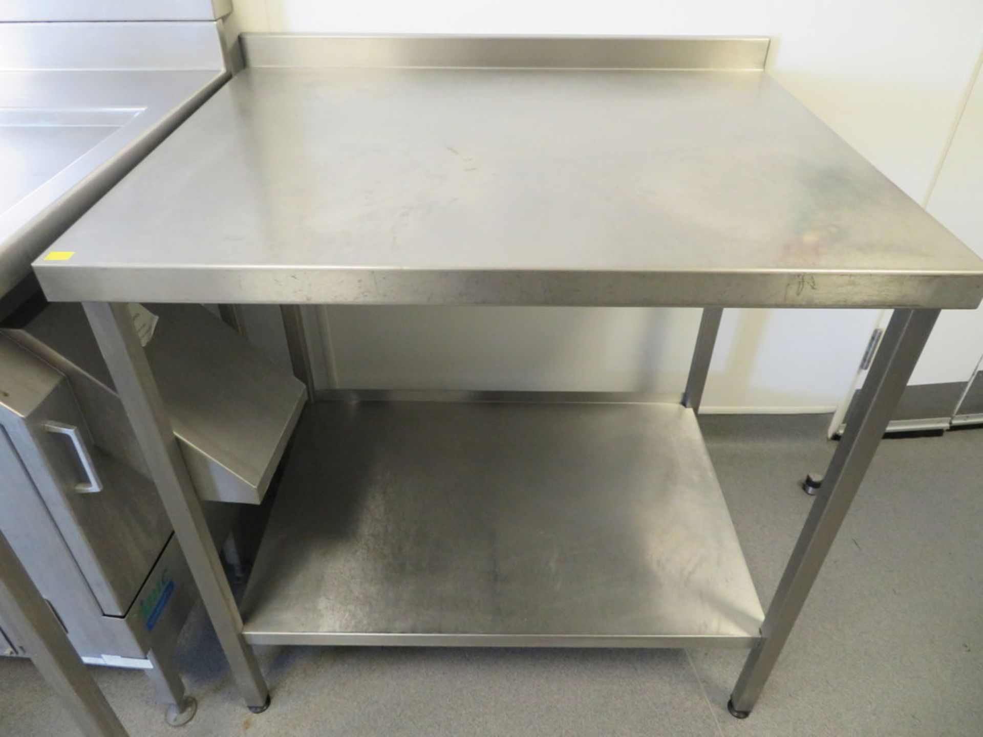 STAINLESS STEEL PREP TABLE WITH SPLASHBACK AND UNDERTIER