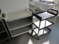 RUBBERMAID THREE TIER TROLLEY AND ANOTHER