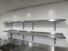 3 X PAIRS OF STAINLESS STEEL WALL SHELVES