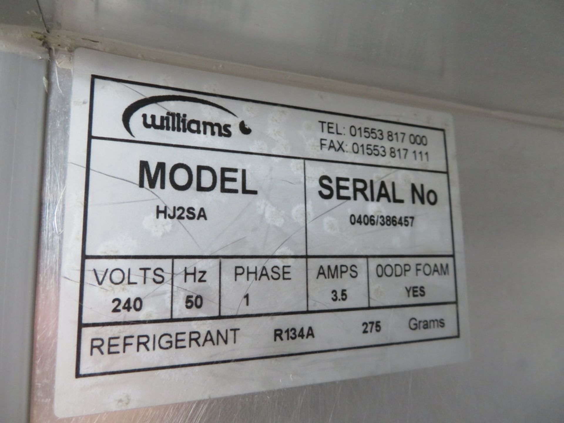 WILLIAMS MODEL HJ2SA STAINLESS STEEL DOUBLE DOOR FRIDGE - Image 3 of 3