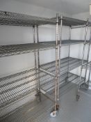 5 X VARIOUS SIZE MOBILE FOUR TIER RACKS (USED IN WALK-IN COLD STORE)