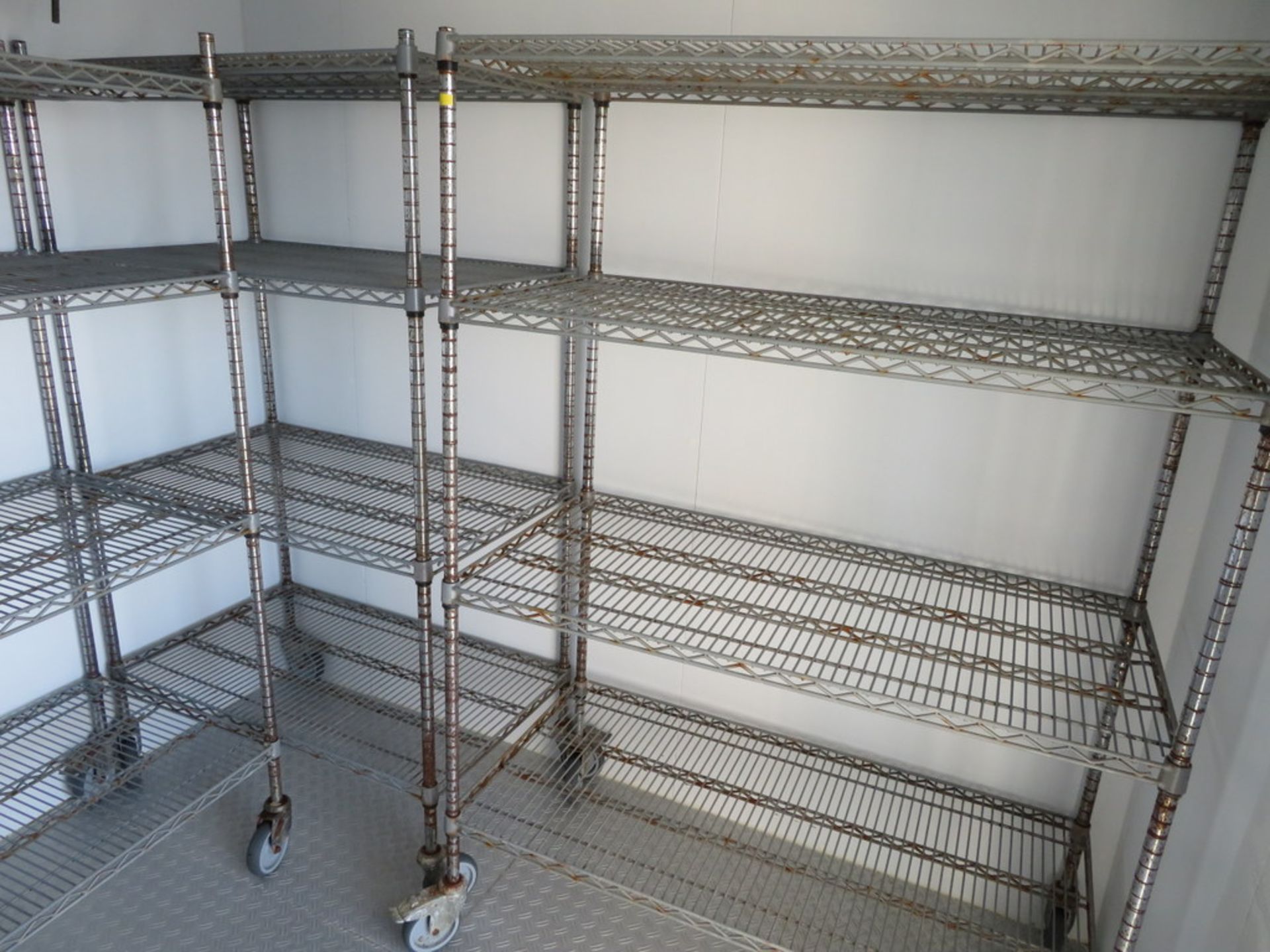 5 X VARIOUS SIZE MOBILE FOUR TIER RACKS (USED IN WALK-IN COLD STORE) - Image 3 of 3