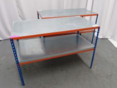 2x Steel Kitchen/Cold Room Storage Tables, Adjustable Height.