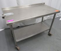 Mobile Stainless Steel Preparation Table. Dimensions: 1200x600x860mm (LxWxH)