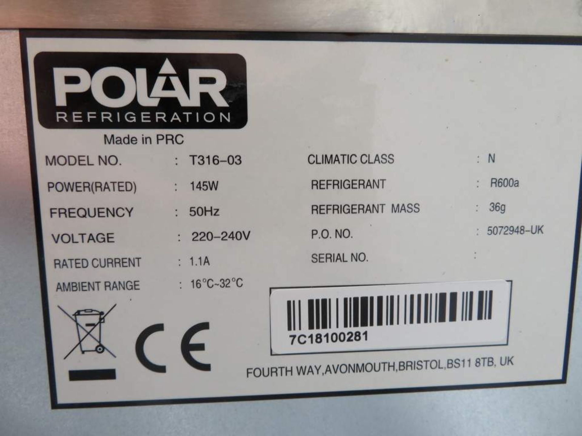 Polar T316 Mains Filled Ice Machine. - Image 8 of 8