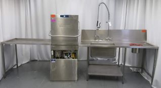 Hobart Dish Washer Complete With Sink & Drainer Table. Dimension: 720x840x1500mm (LxWxH)