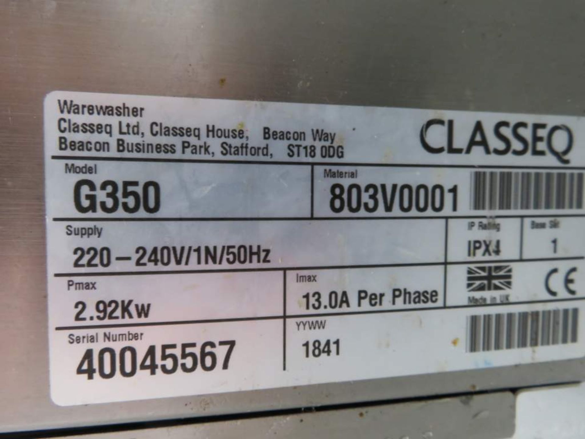 Classeq G350 Glasswasher. - Image 8 of 8