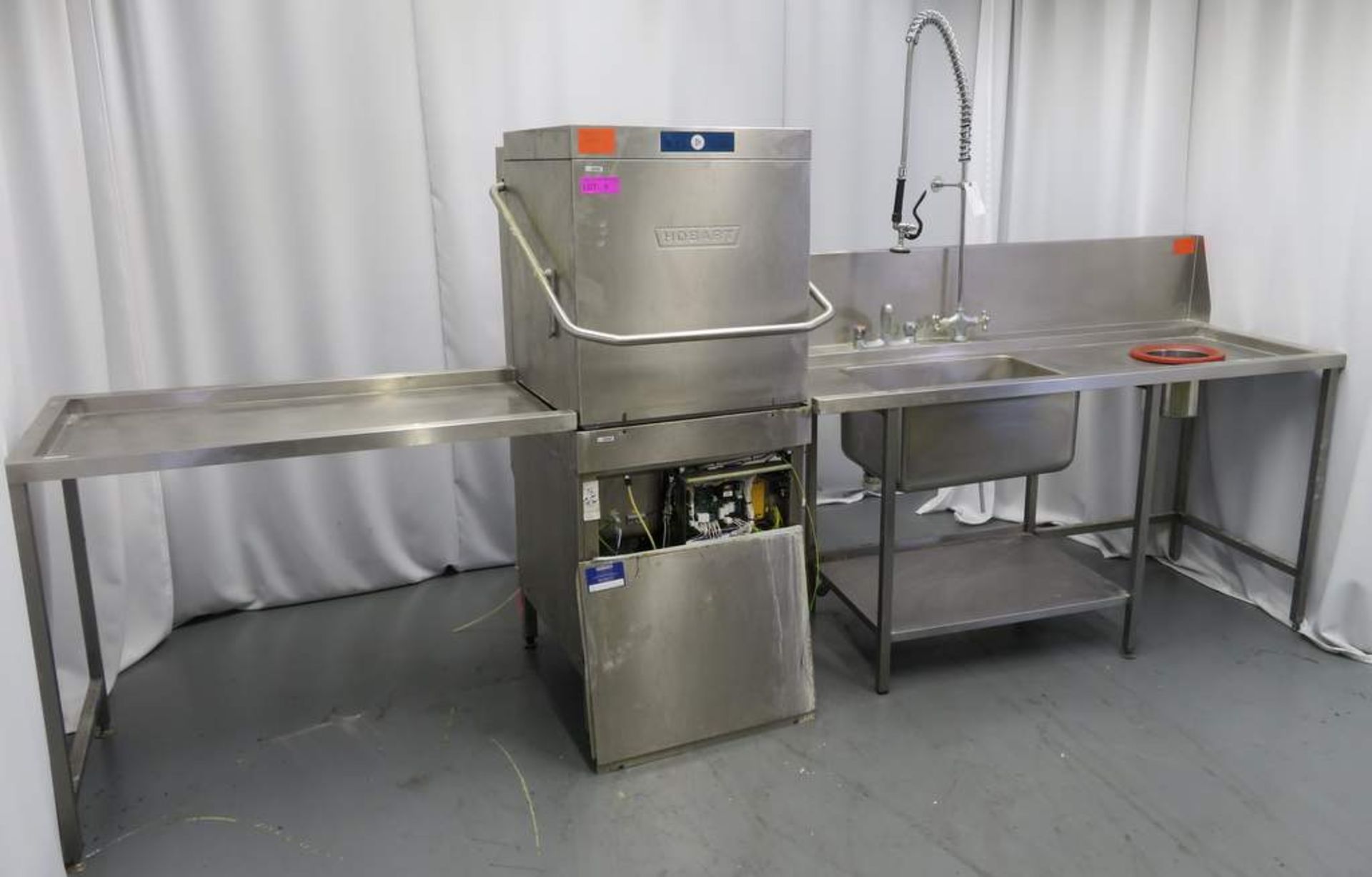 Hobart Dish Washer Complete With Sink & Drainer Table. Dimension: 720x840x1500mm (LxWxH) - Image 2 of 11