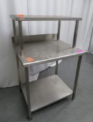 Double Tier Stainless Steel Preparation Table. Dimensions: 800x700x1260mm (LxWxH)