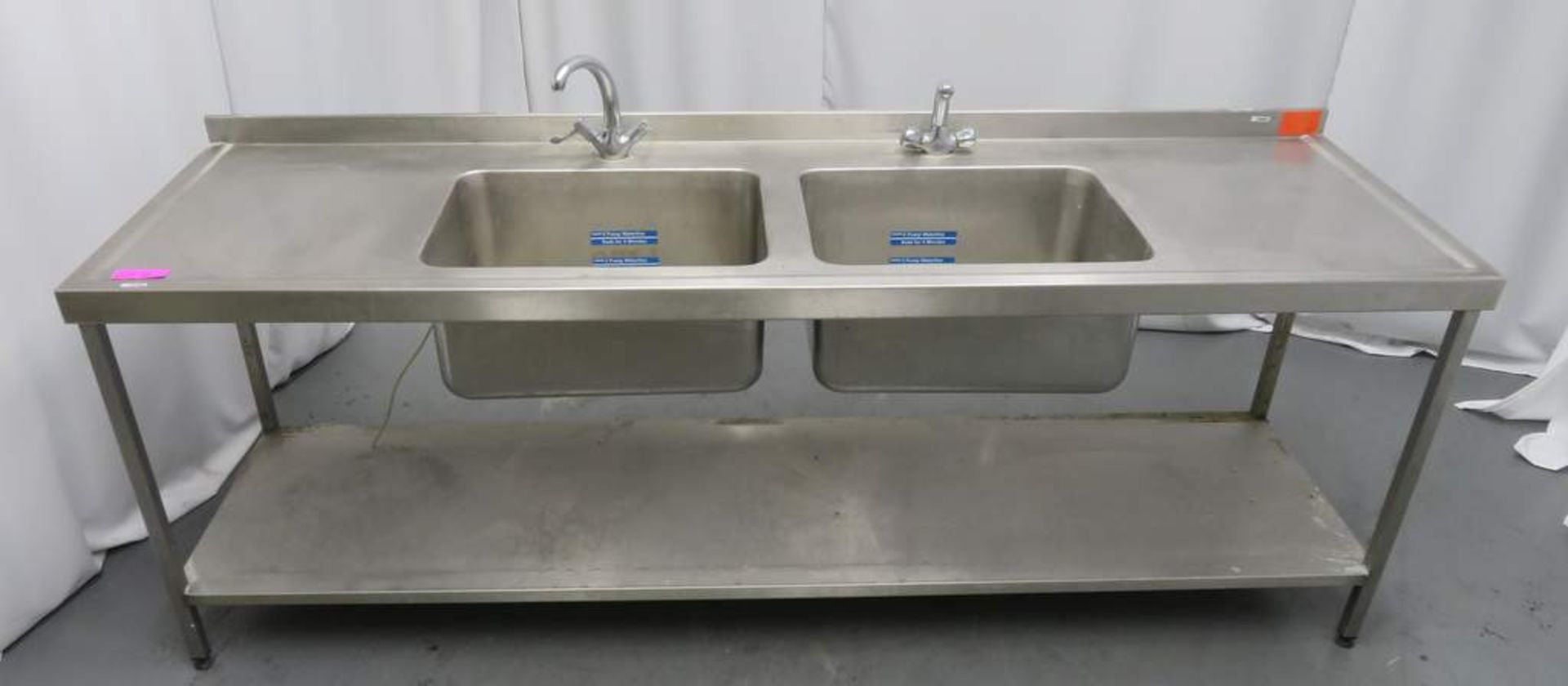 Stainless Steel Double Sink Unit. Dimensions: 2400x710x910mm (LxWxH) - Image 2 of 6