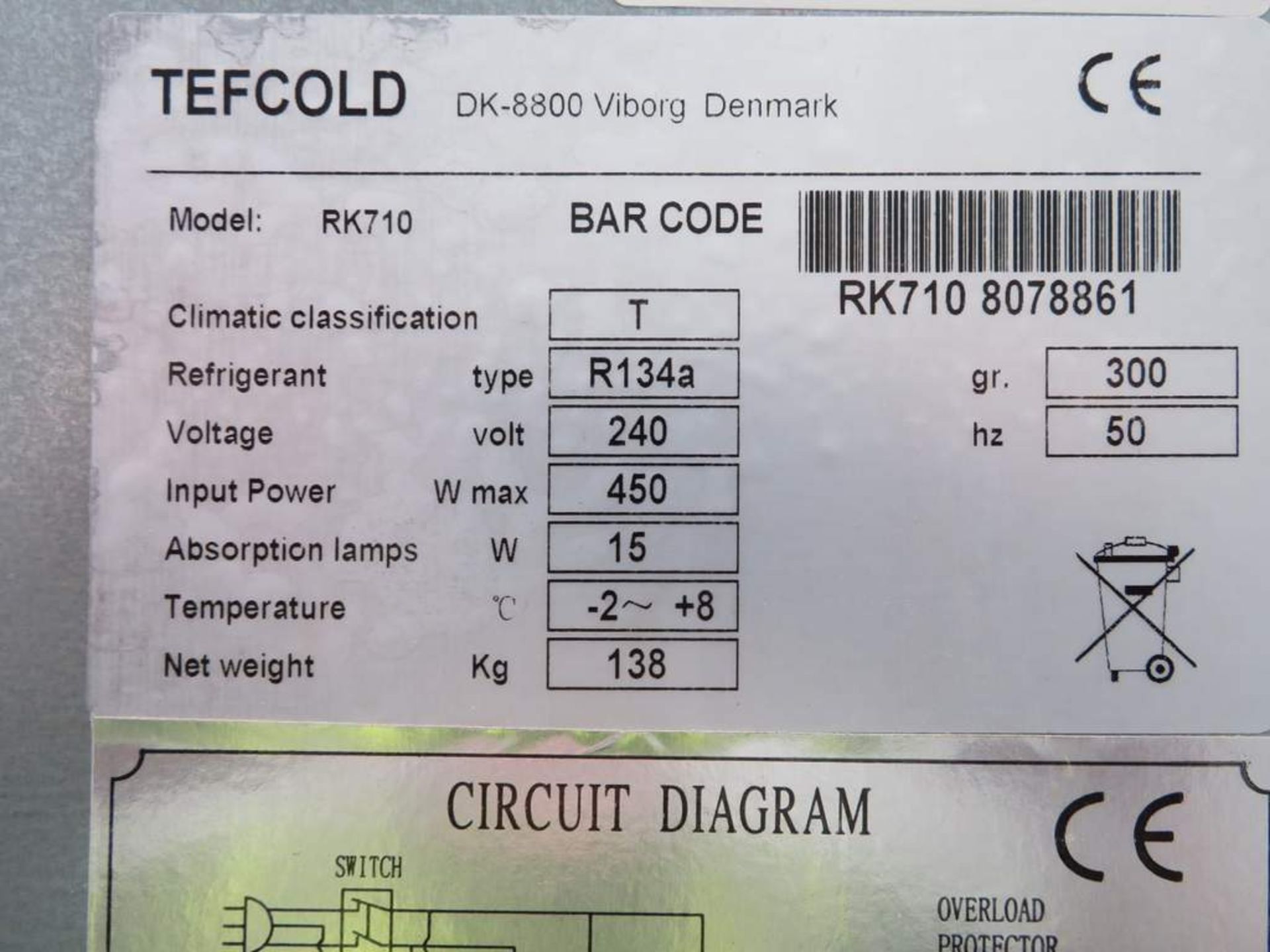 Tefcold Gastro-Line RK710 Fridge. Dimensions: 740x850x2000mm (LxWxH) - Image 9 of 9