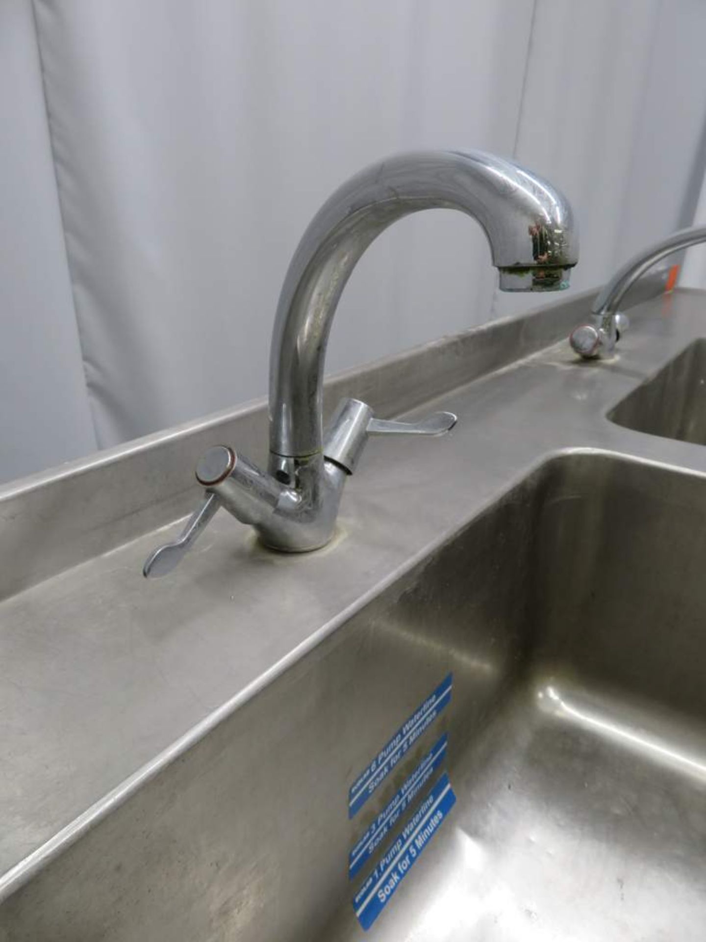Stainless Steel Double Sink Unit. Dimensions: 2400x710x910mm (LxWxH) - Image 6 of 6