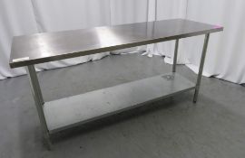 Stainless Steel Preparation Table. Dimensions: 1800x600x930mm (LxWxH)