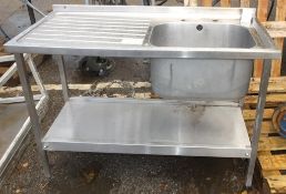 Single Drainer 4ft Sink with Undershelf - No Taps