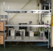 Racking Upright x4 Front & Back Beams x4. Side Rails x6. Shelf Sections x27. Shelf Section