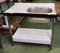 Stainless Steel Sink No Taps 1000x600mm with Stand.