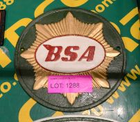 BSA Cast Sign.