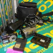 Olympus Cameron X-15 Digital Camera, Sony DCR-SR52 Handycam Camcorder, Accessories & Case