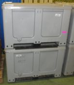 2x Plastic Pallet Storage Boxes with lids - 1200 x 1000 x 800