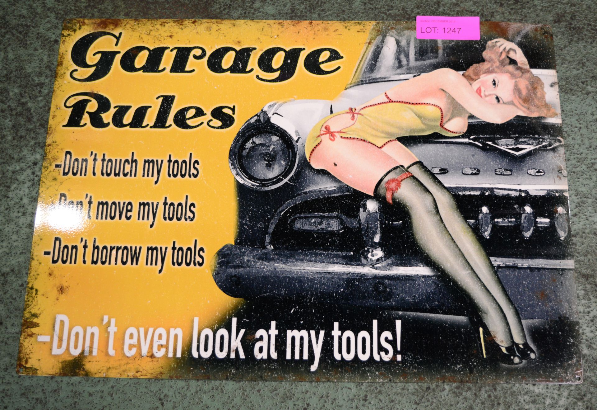 Garage Rules Tin SIgn - 700 x 500mm.