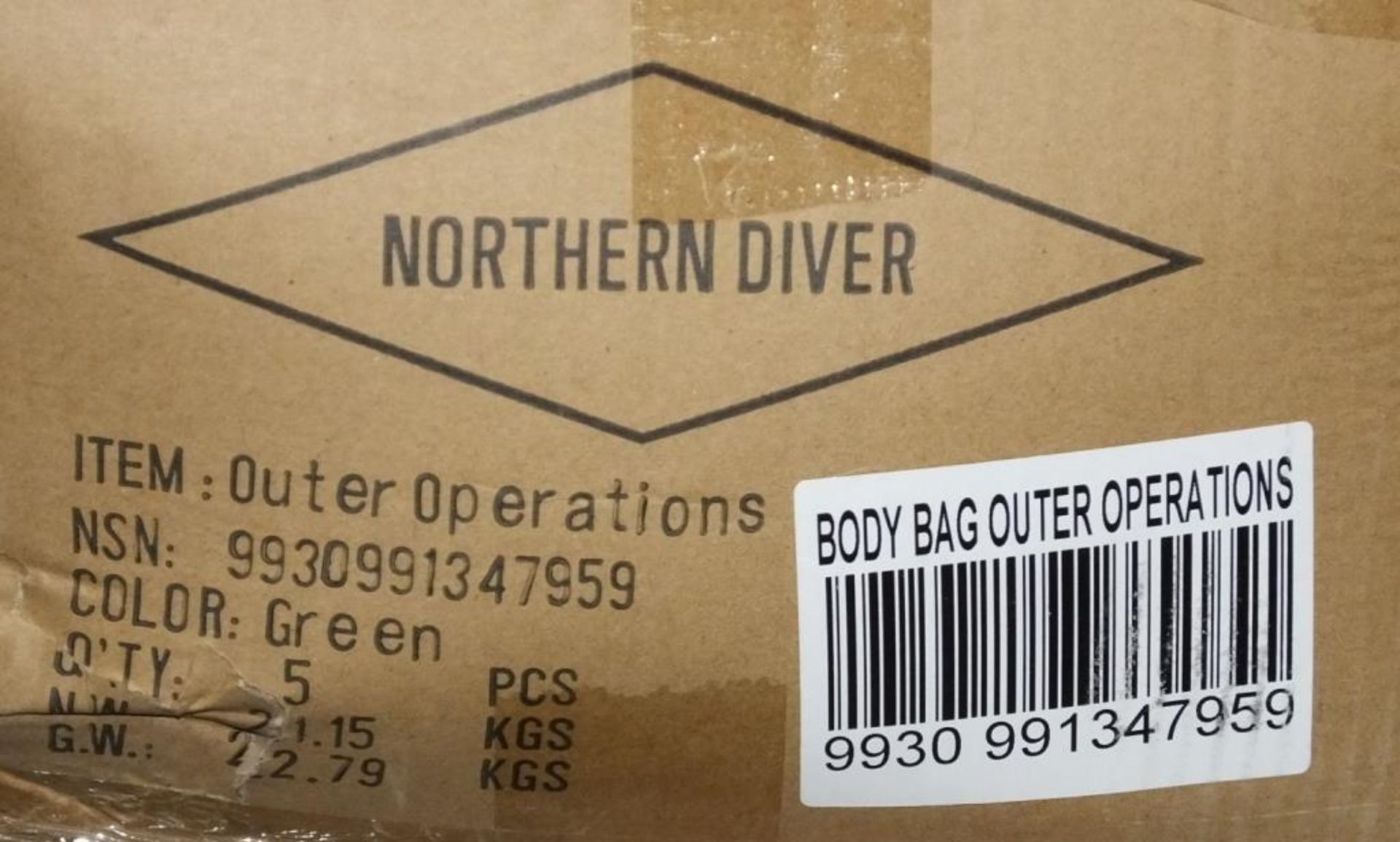 Northern Diver Body Bag Outer - Green - 5 per Box - 17 boxes - Image 2 of 2