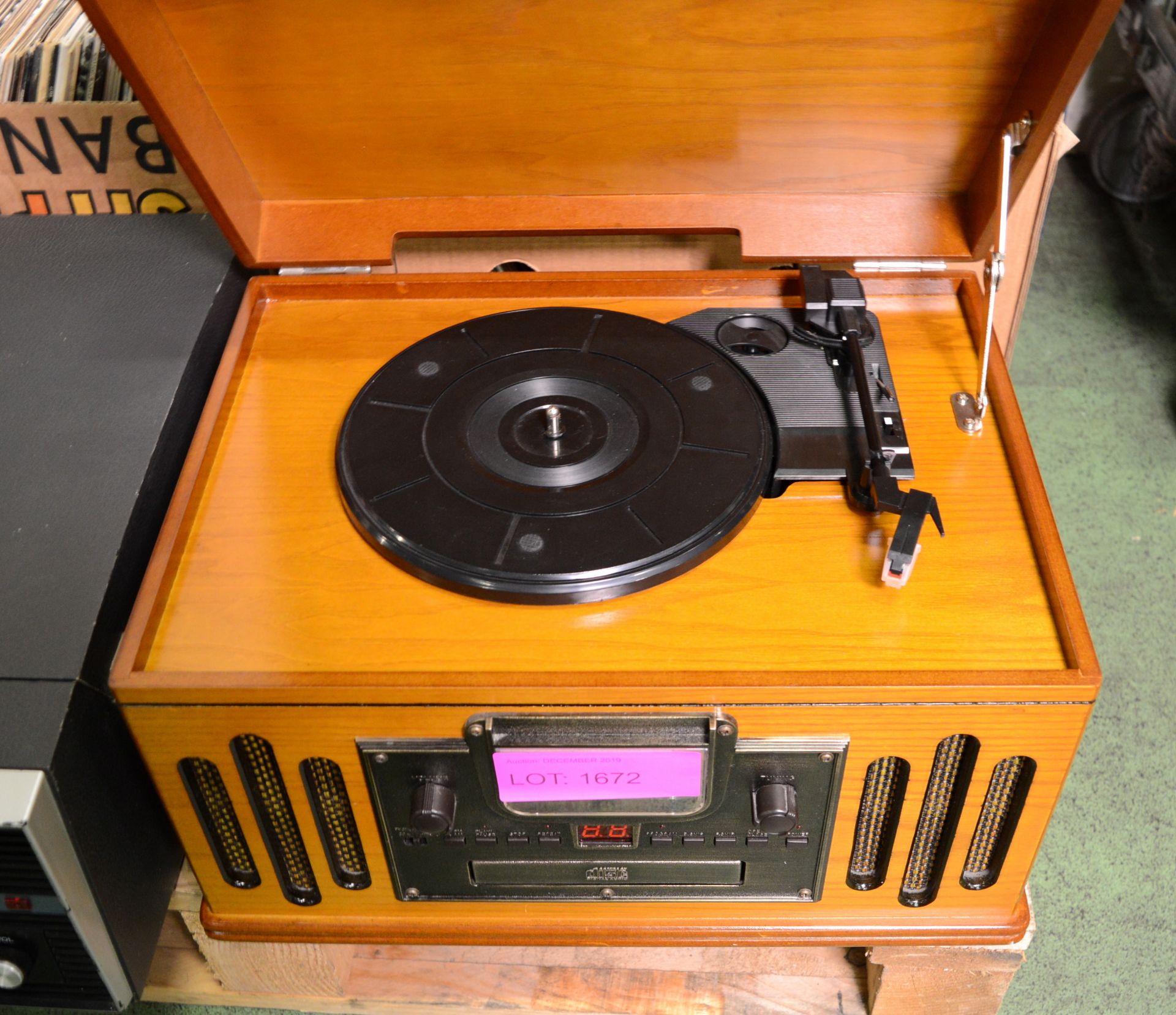 Scotts & Co Record Player with CD, Radio & Cassette. 70x LPs. - Image 2 of 3
