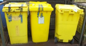 3x Spill kits in Yellow Wheelie Bins