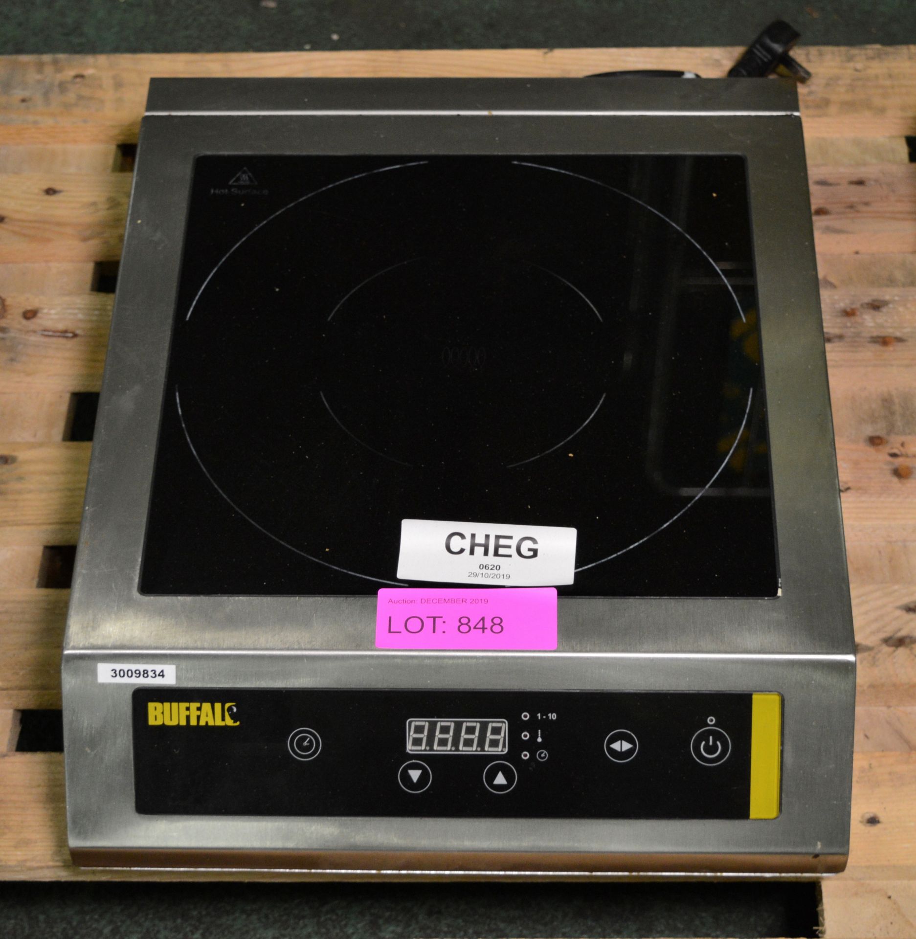 Buffalo H/Duty Induction Hob 3kW W390 x D490 x H120mm.