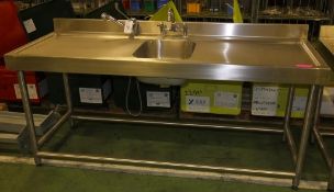 Stanless Steel Single Sink With Showerhead L 2000 x D 740 x H 1000