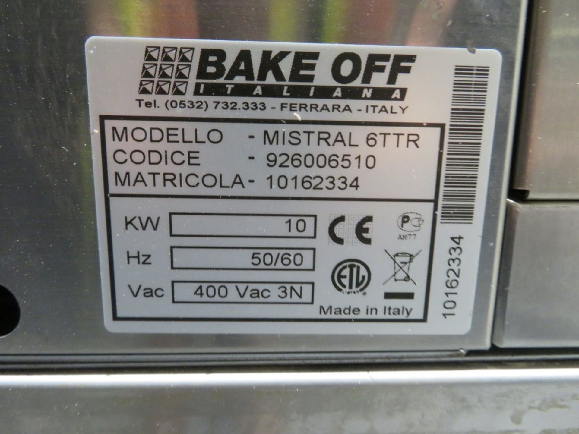 Bake Off Italiana Mistral 6TTR gas convection oven with touchscreen control & Levit TTR05 prover - Image 10 of 11