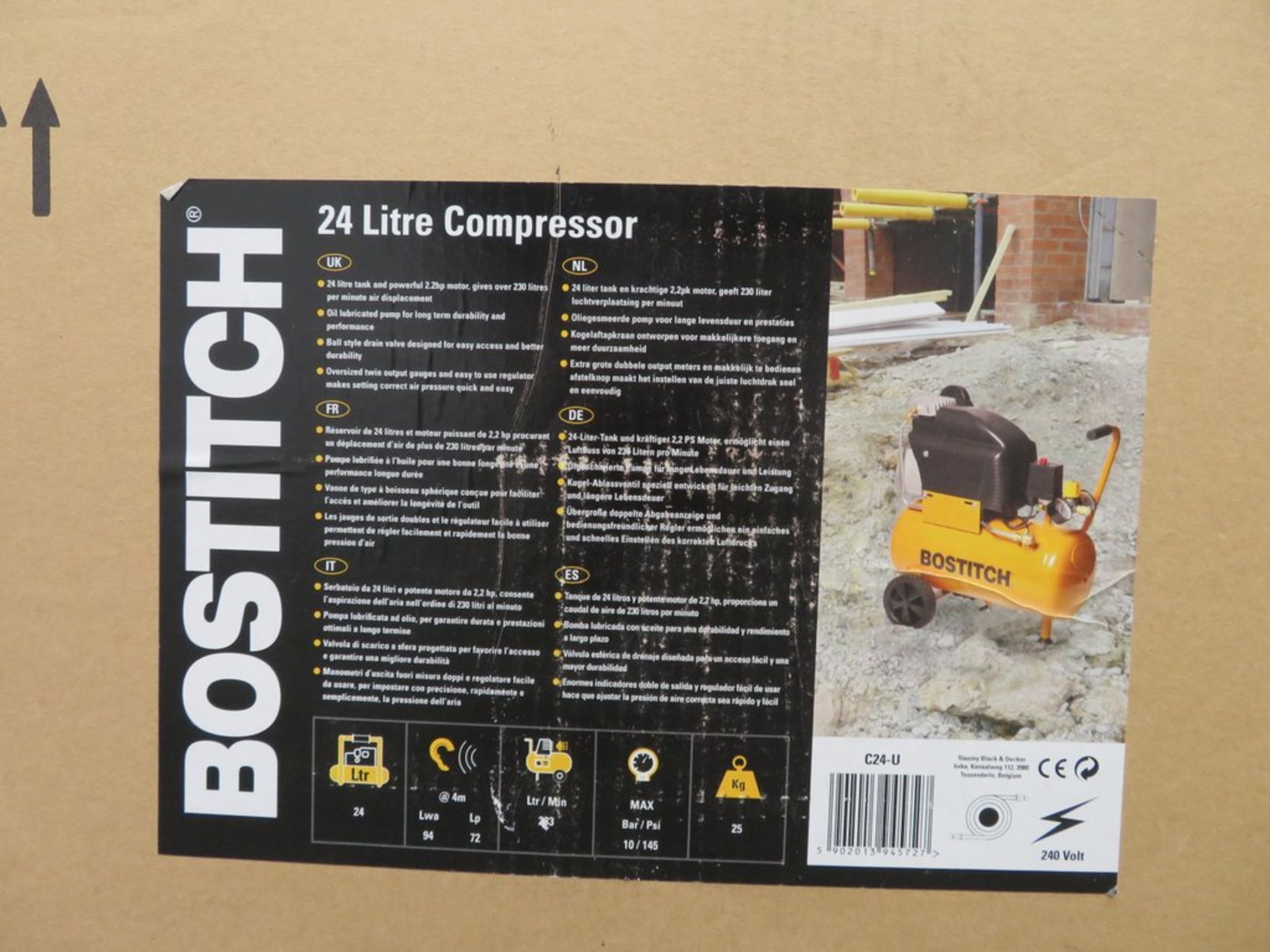 Bostitch 24L Portable Air Compressor. Model: C24U. 240V. - Image 12 of 12