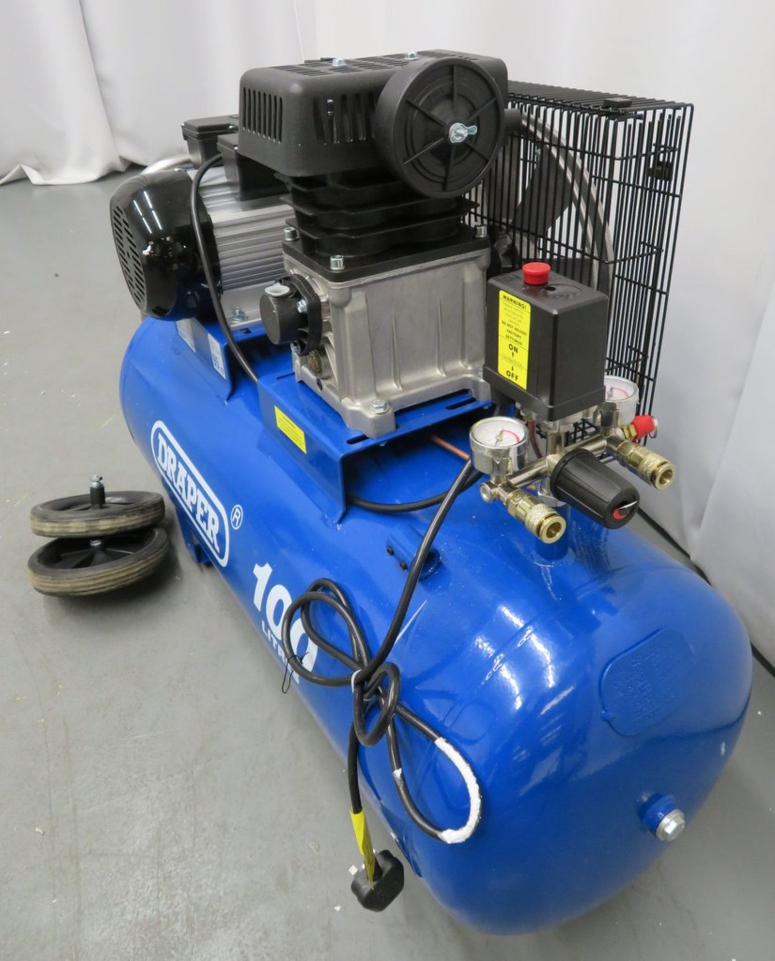 Draper 100 Litre Air Compressor, 3HP Belt Driven. Model: DA100/330 31254. - Image 6 of 12