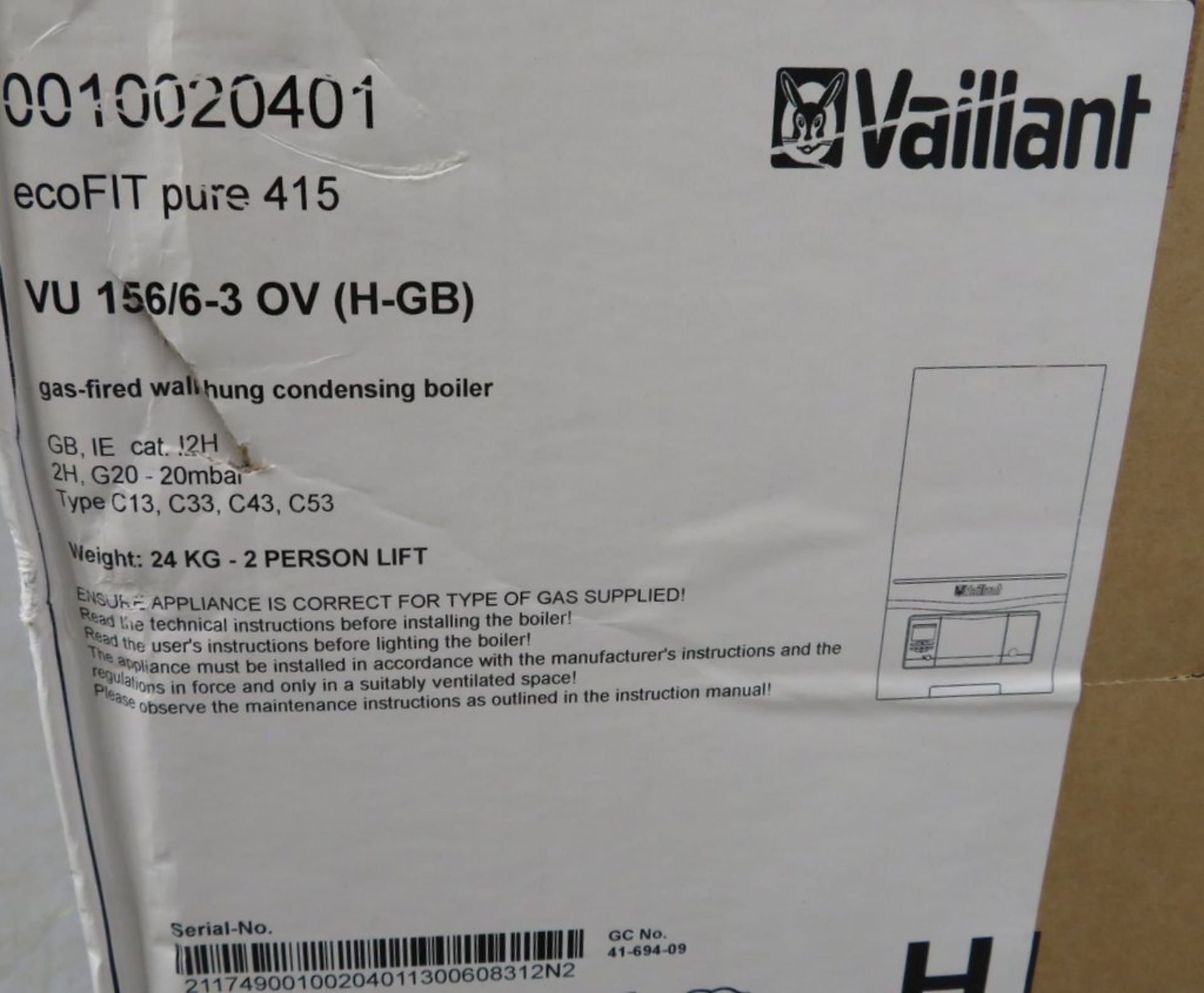 Vaillant 15kw Gas Fired High Efficiency Condensing Natural Gas Boiler. Model: ecoFIT Pure 415. - Image 12 of 12