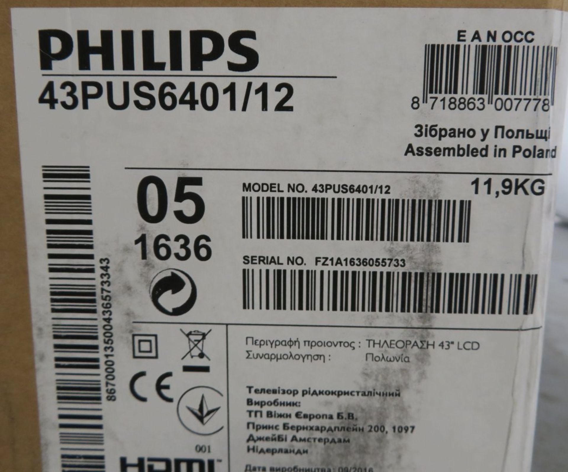 Philips 43" Ultra HD Android Television. Model: 6400 Series 43PUS6401. - Image 15 of 15