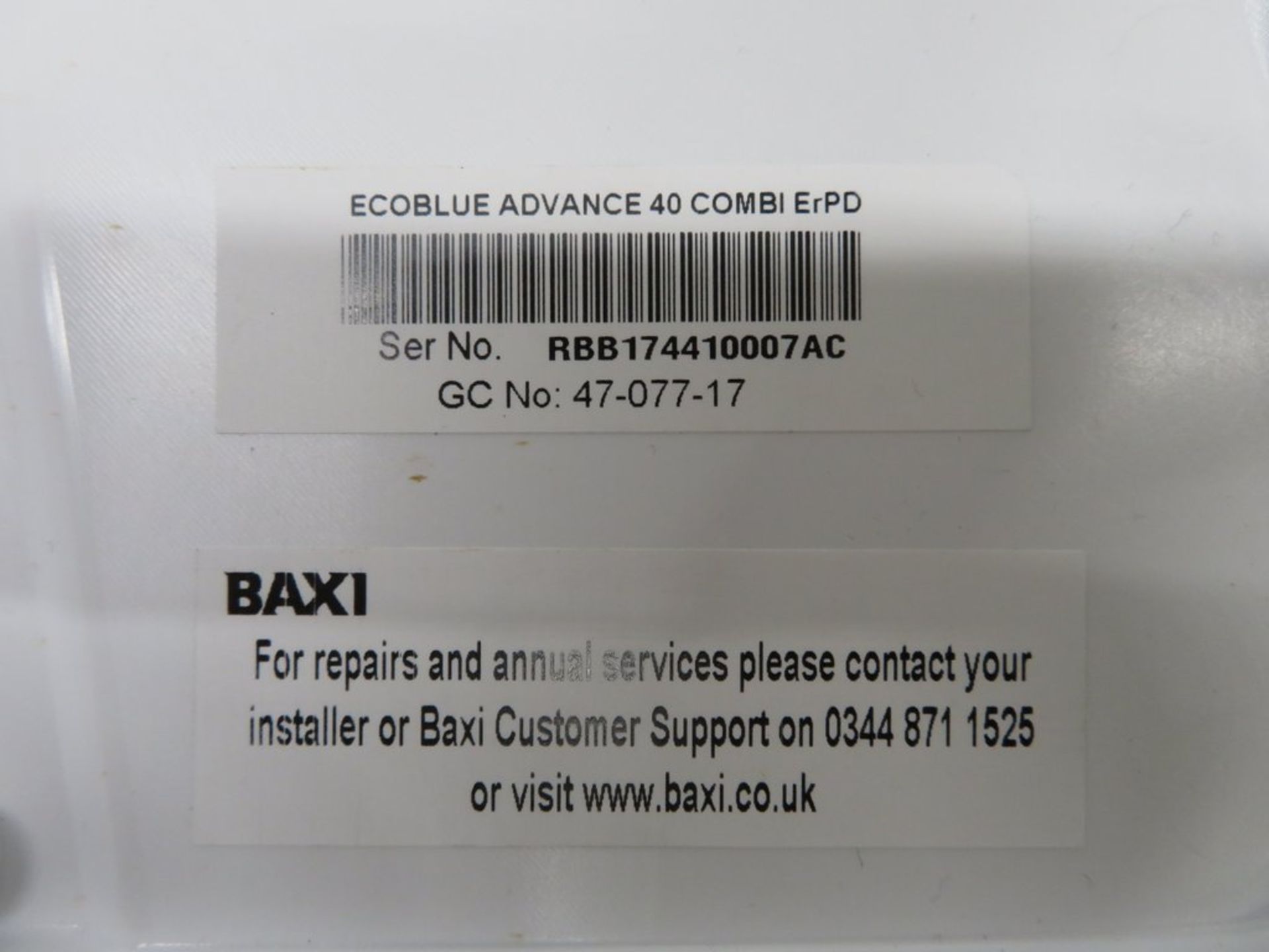 Baxi 40kw Eco Blue Advance Wall Mounted High Efficiency Boiler. Model: Advance 40 Combi. - Bild 9 aus 19