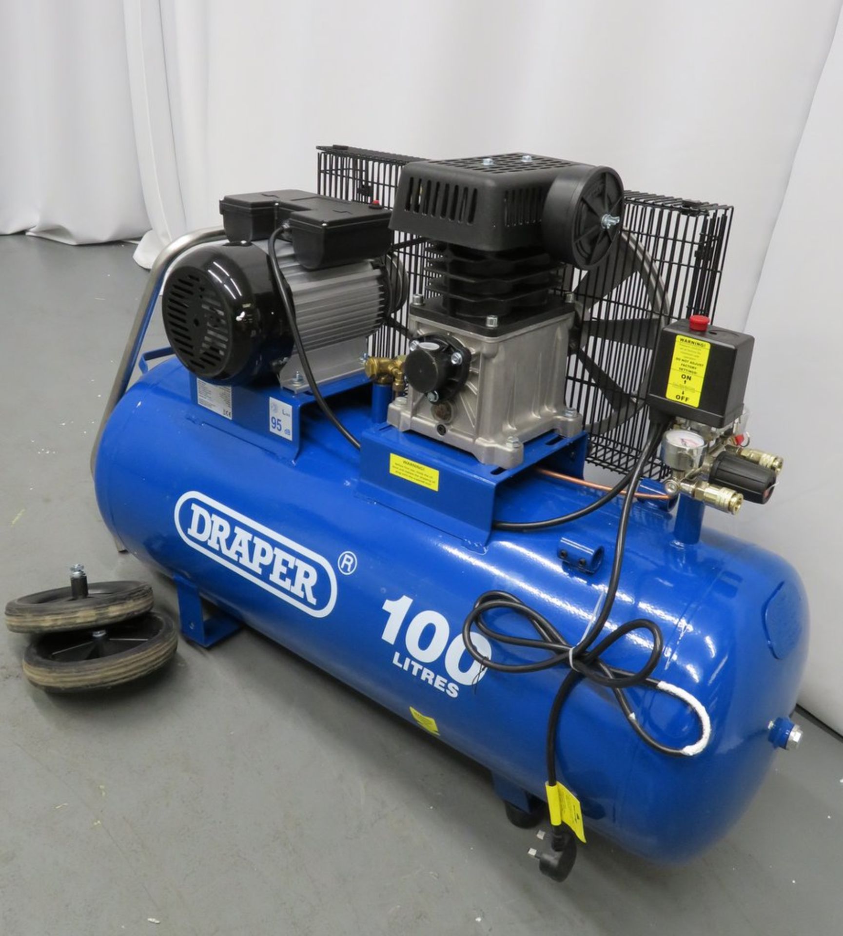 Draper 100 Litre Air Compressor, 3HP Belt Driven. Model: DA100/330 31254. - Image 2 of 12