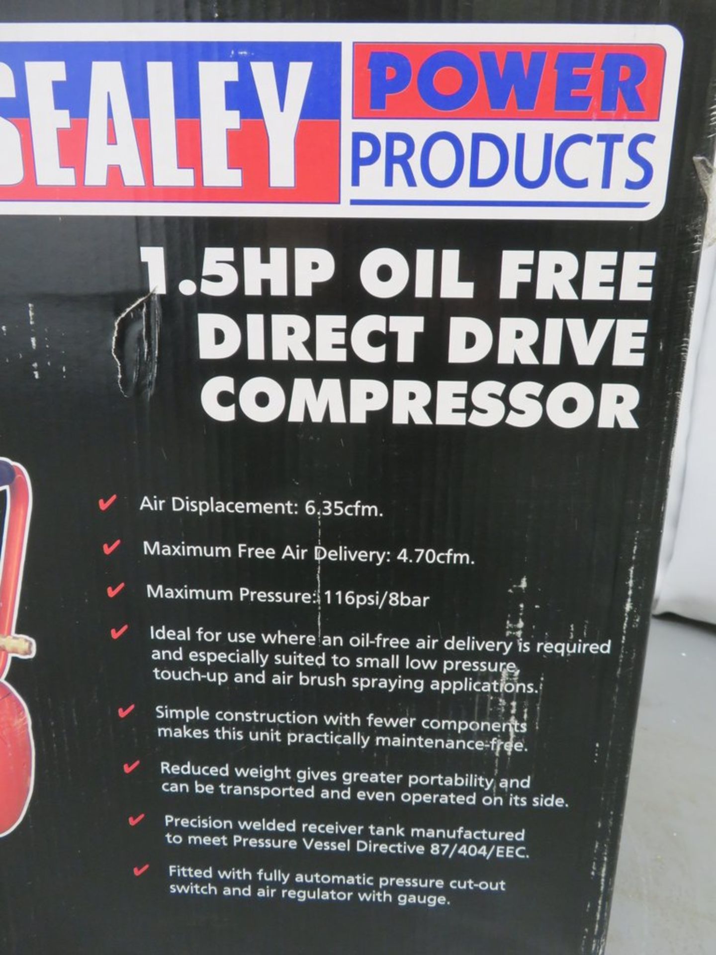 Sealey 24 Litre Electrical Compressor Belt Drive 1.5hp Oil Free. Model: SAC02415. - Image 10 of 10